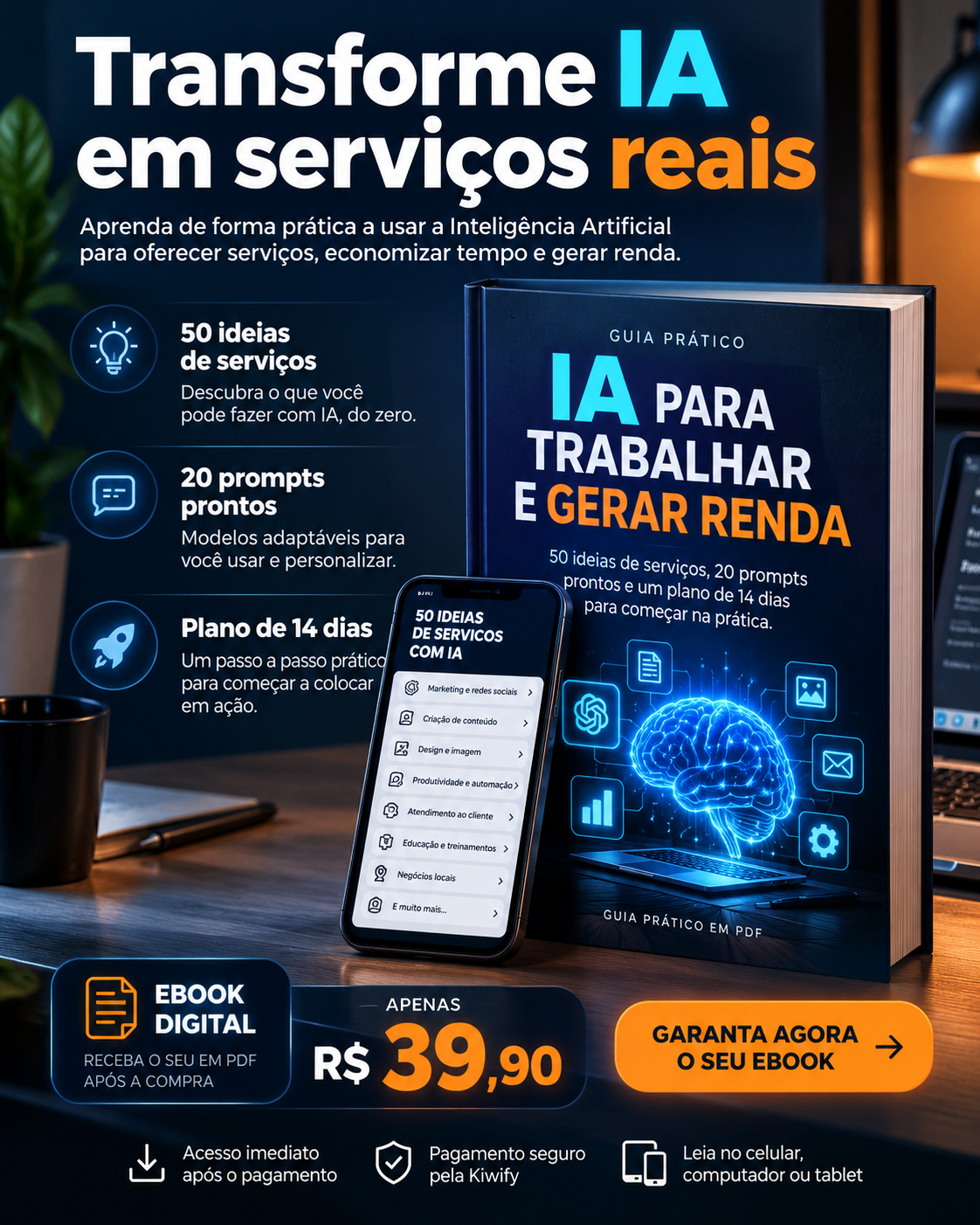 Imagem promocional do ebook IA para Trabalhar e Gerar Renda